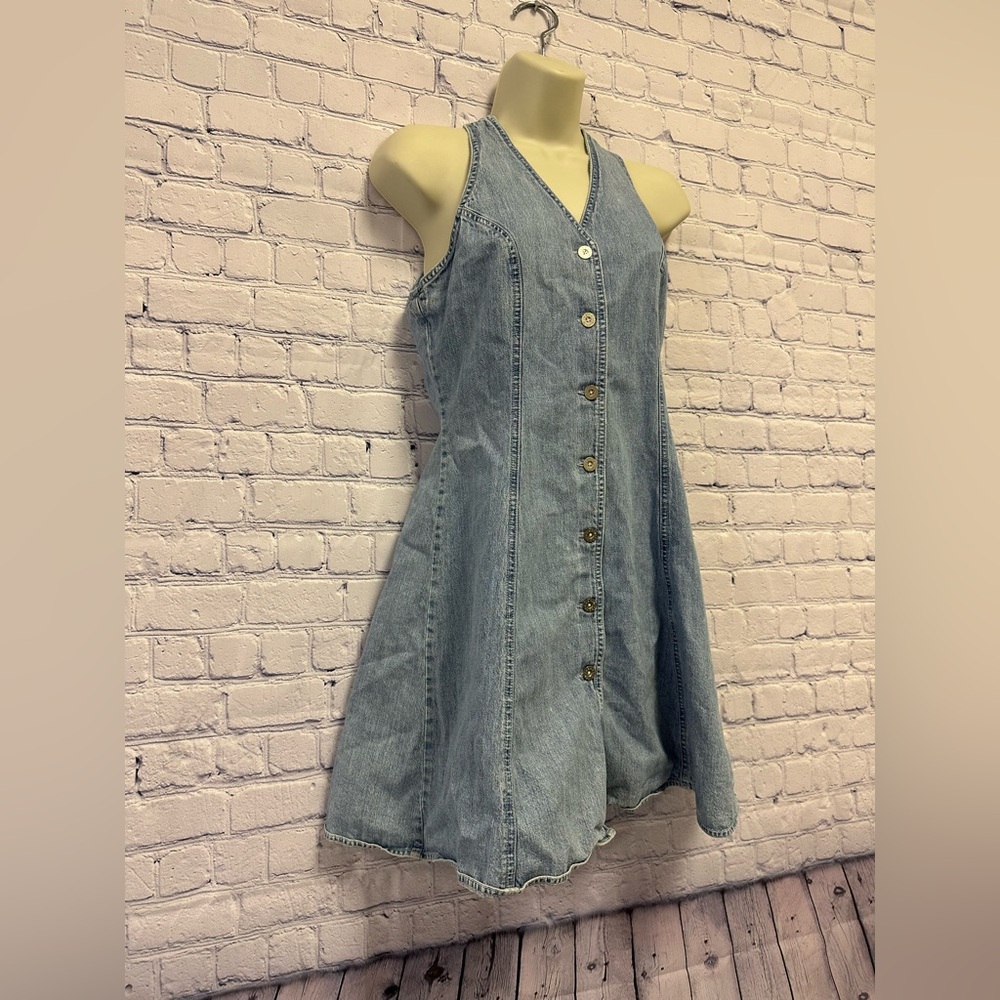 Vintage Y2K Limited Jeans V-Neck Denim Skater Dress Size Small - Picture 3 of 11